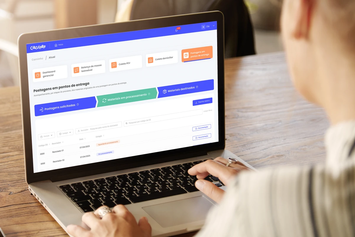 Dashboard de monitoramento da Plataforma Circulare
